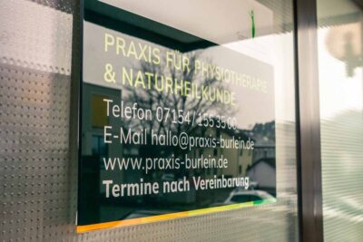 Eingangsschild der Praxis Burlein in Kornwestheim